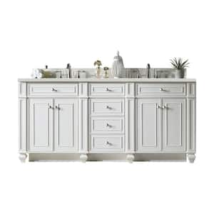 Bristol 72.0 in. W x 23.5 in. D x 34.0 in. H Double Bathroom Vanity in Bright White with Lime Delight Quartz Top