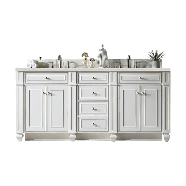 James Martin Vanities Bristol 72.0 in. W x 23.5 in. D x 34.0 in. H Double Bathroom Vanity in Bright White with Lime Delight Quartz Top