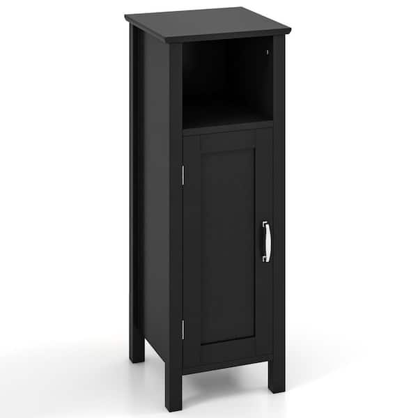 12 in. W x12 in. D x 32 in. H Black Freestanding Bathroom Linen Cabinet with 2-Tier Cabinet