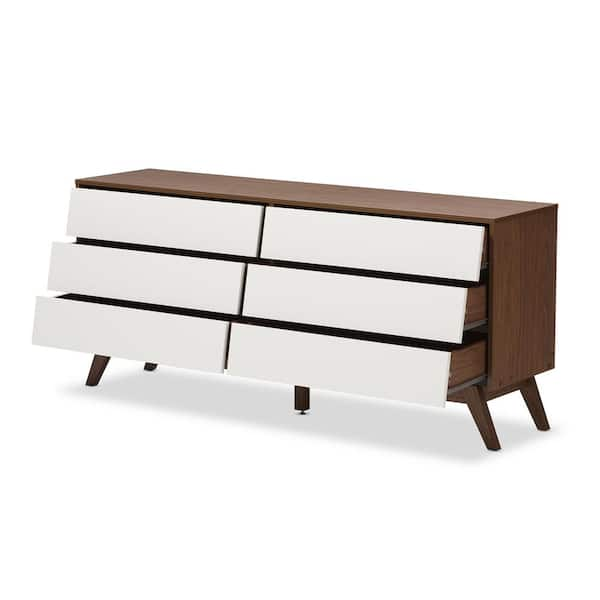 Baxton Studio Hildon 6 Drawer White Dresser 28862 7490 HD The