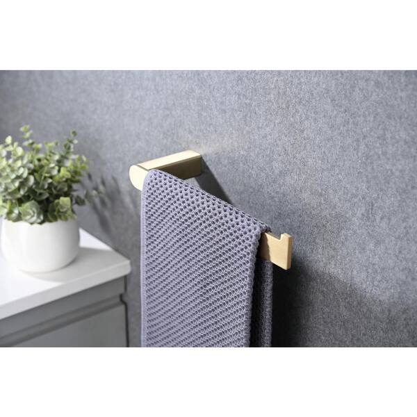 4-Piece Bath Hardware Set with Towel Rail, Paper Towel Rack, Towel Ring and  Hook in Brushed Gold W121750586 - The Home Depot
