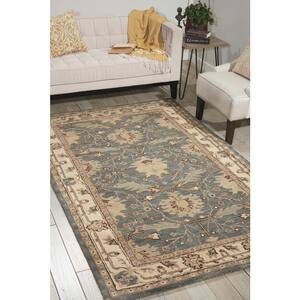 India House Oasis Blue 3 ft. x 4 ft. Floral Traditional Kitchen Area Rug