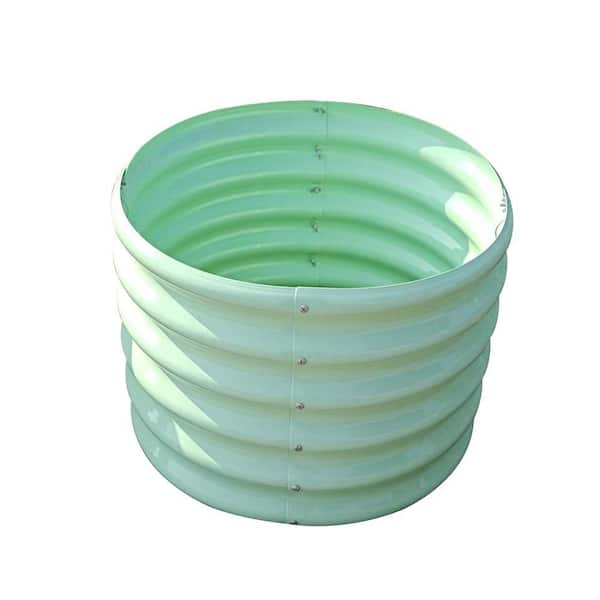 JUJABU 4-Pack 24 in. x 24 in. x 18 in. Outdoor Mint Green Round Galvanized Steel and Metal Eco-Safe Planter Box