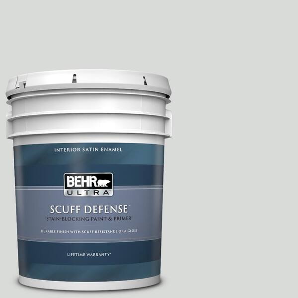 BEHR ULTRA 5 gal. #N460-1 Evening White Extra Durable Satin Enamel Interior Paint & Primer