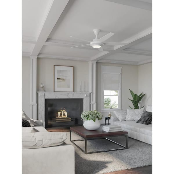 AirPro Signature Plus II 54 in. Indoor Integrated LED White Modern Ceiling Fan with Remote for Living Room and Bedroom