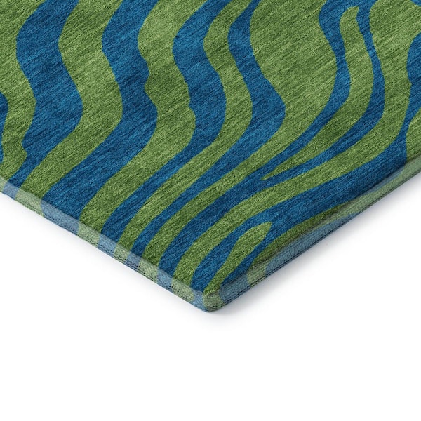 Mayfield Premium Machine Washable Abstract AMF1043 Green 9 ft. x 12 ft. Area Rug