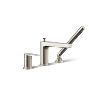 Taut Single Handle 3-Hole 11.0 GPM Bathtub Faucets with Sidespray in Vibrant Brushed Nickel