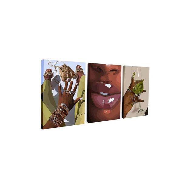 16x24 Inch Black Girl Wall Art Framed Set of 3, African Woman Canvas ...