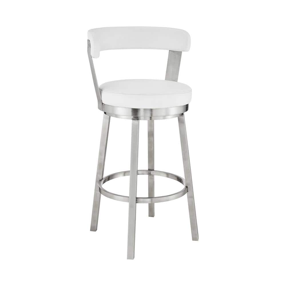 Kobe 30 in. Bar Height Low Back Swivel Bar Stool in Brushed Stainless Steel