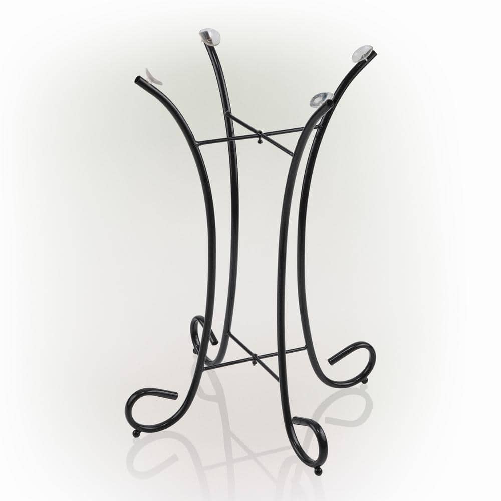 Black Foldable Iron Bird Bath Stand, 18 x 18 x 23 Inches