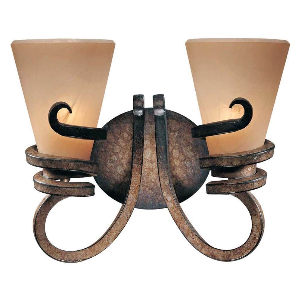 Tofino Bronze Dual 100W Bath Vanity Light with Mabre Grabar Glass