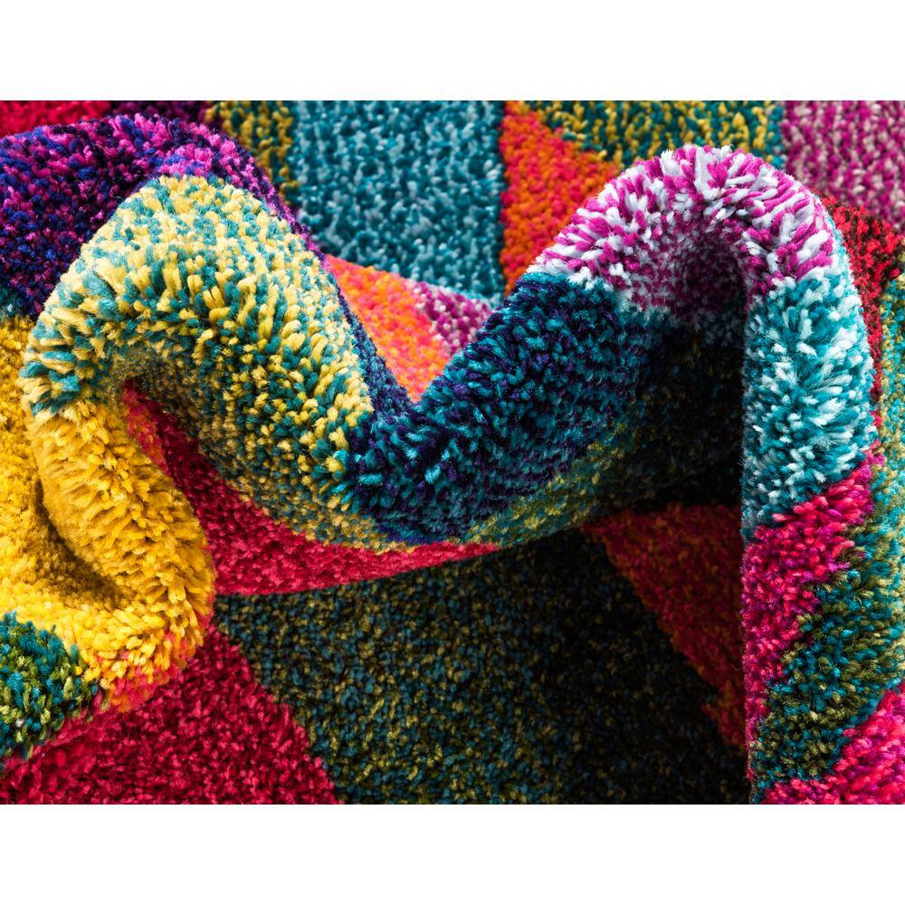 Colorful Geometric Multi-Color Synthetic 8' x 10' Area Rug