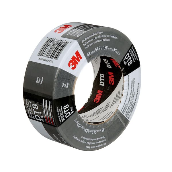 All Purpose Duct Tape DT8, Black, 48 mm x 54.8 m, 8 mil, 24 Roll/Case, Individually Wrapped Conveniently Packaged