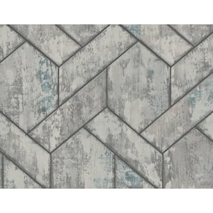 60.75 sq. ft. Metallic Blue Smoke Tiling Paper Unpasted Wallpaper Roll