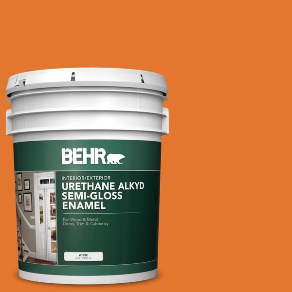 BEHR 5 gal. OSHA3 OSHA SAFETY ORANGE Urethane Alkyd SemiGloss Enamel