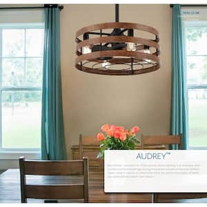 Audrey 25 in. LED Indoor Coal and Distressed Koa Aire-Delier Ceiling Fan with Remote
