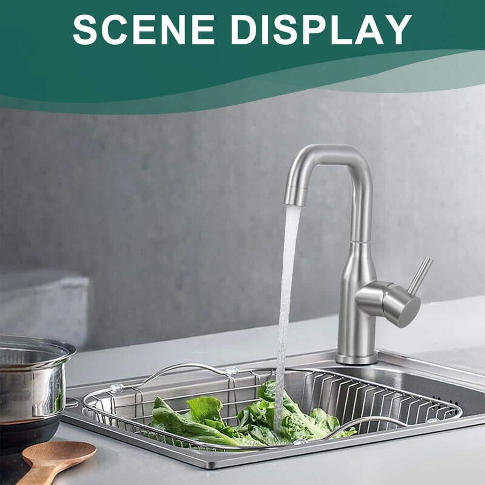 Brushed Nickel Single Handle High-Arc Bar Faucet