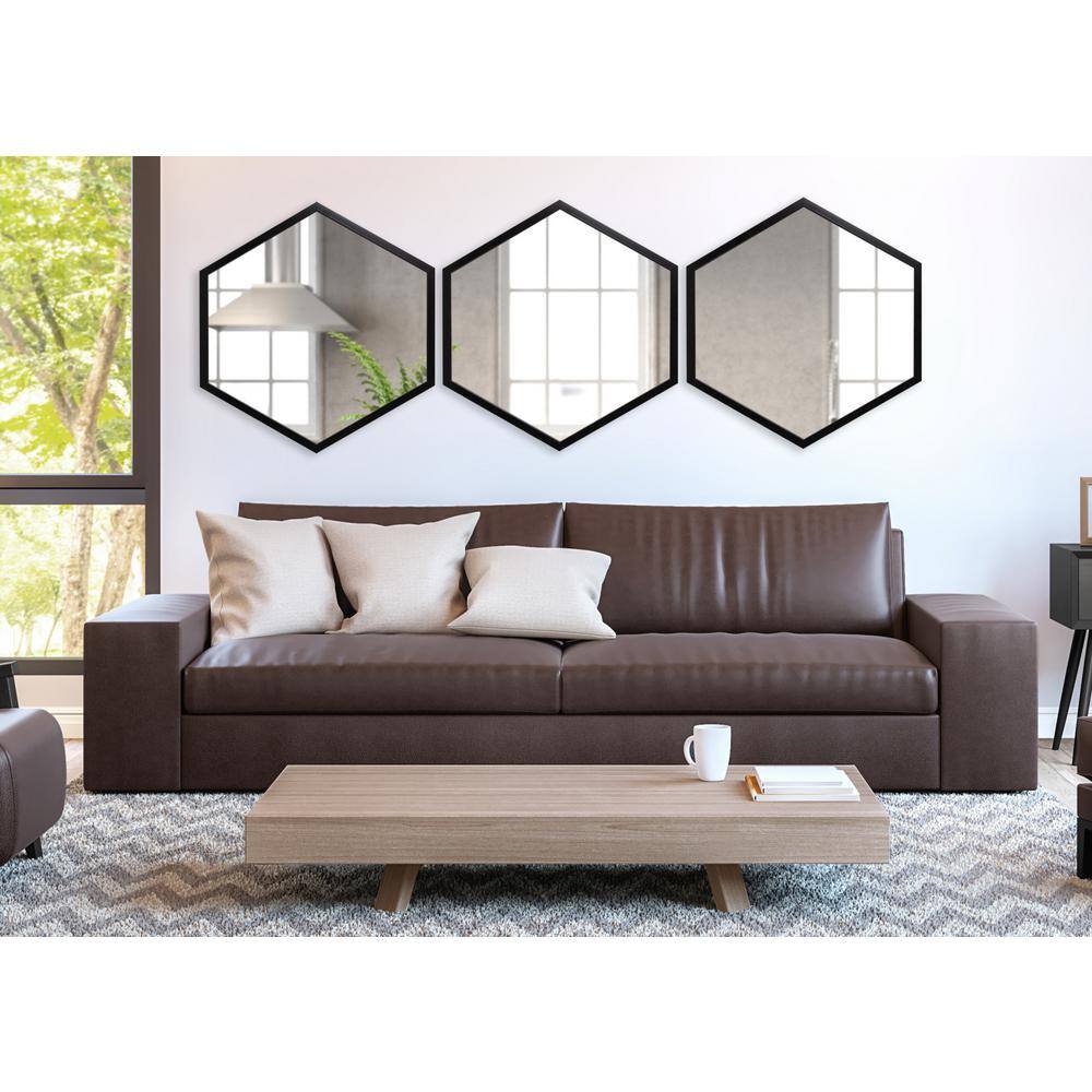 Laverty 24" x 26" Modern Hexagon Black Framed Wall Mirror
