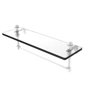 Mambo 16 in. Glass Vanity Shelf with Integrated Towel Bar in Matte White