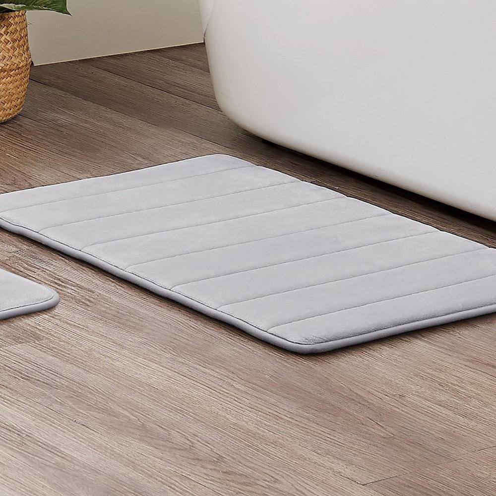 Gray Memory Foam 20" x 32" Machine-Washable Bath Mat Set