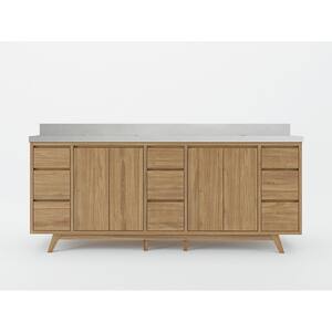Willow Collections Madison Teak 84 in. W x 22 in. D x 36 in. H Double Sink Bath  Vanity in Golden Teak with 2 in. Calacatta Nuvo Top MDS_GLD_CA_NV_84 - The Home  Depot