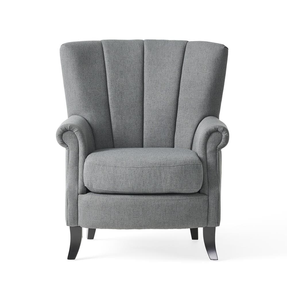 Izara Charcoal and Dark Brown Upholstered Club Chair