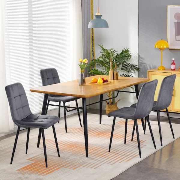pels Energize Korn Magic Home Set of 4 Velvet Accent Upholstered Dining Side Chair with Black  Legs, Gray CS-PP193478AAA - The Home Depot