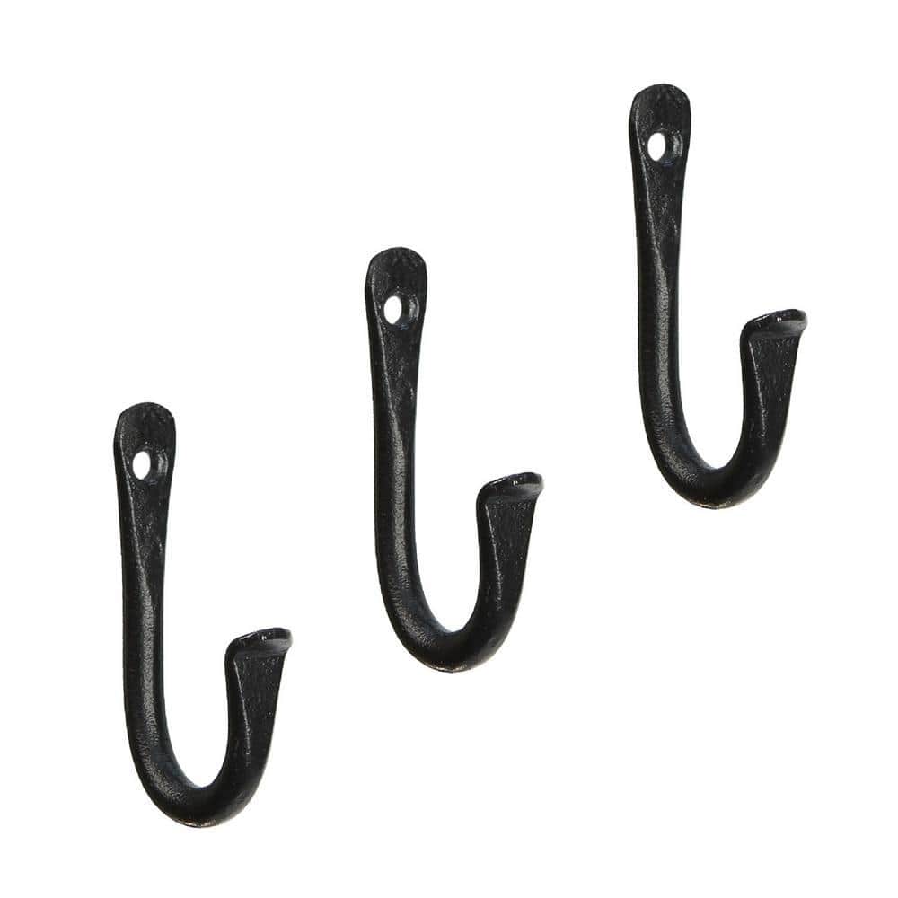 Decortie Modern Hary Unique Metal Triple Hooks for Hanging Set of 3 Matte  Black Hooks Kitchen, Waterproof, Stainless Steel Hooks