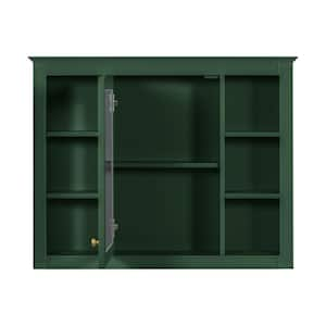 35 in. W x 27.5 in. H Rectangular MDF Medicine Cabinet with Mirror in Green