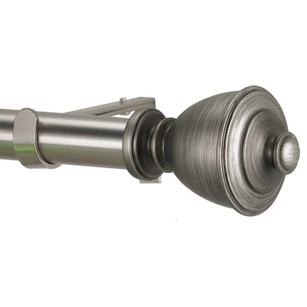 Art Decor 48 in. - 84 in. Adjustable 1 in. Single Curtain Rod Set in Antique Silver with Muskoka Finial