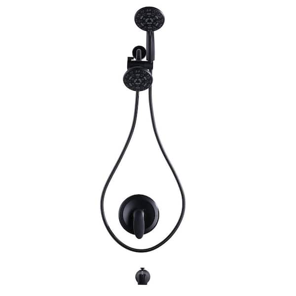 Single Handle 7-Spray Tub and Shower Faucet 1.8 GPM in. Matte Black Pressure Balancing Shower Mixer Valve Included