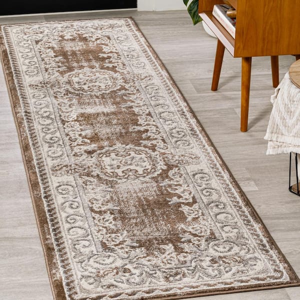 JONATHAN Y Rosalia Cottage Medallion Brown/Gray 2 ft. x 8 ft. Runner Rug