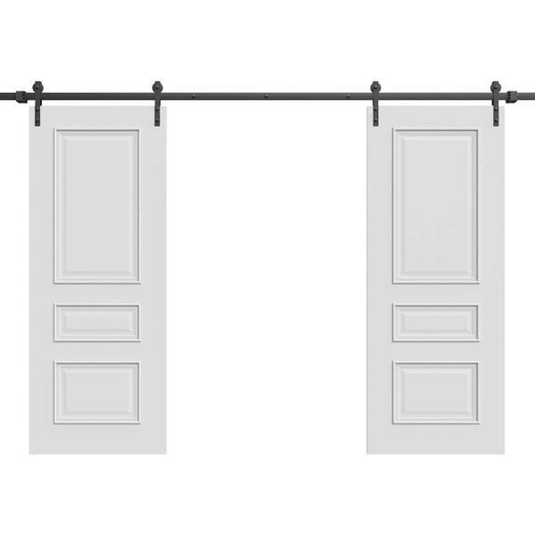 7833 60 in. x 84 in. Sold Core White Enamel Color Wood Sliding Barn Door with Hardware Kit