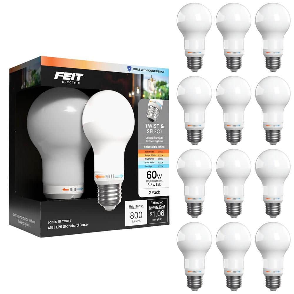 60-Watt Equivalent A19 Dimmable White Filament CEC Frost Glass E26 Medium Base LED Light Bulb Selectable White (12-Pack) price history on PriceWatchPro