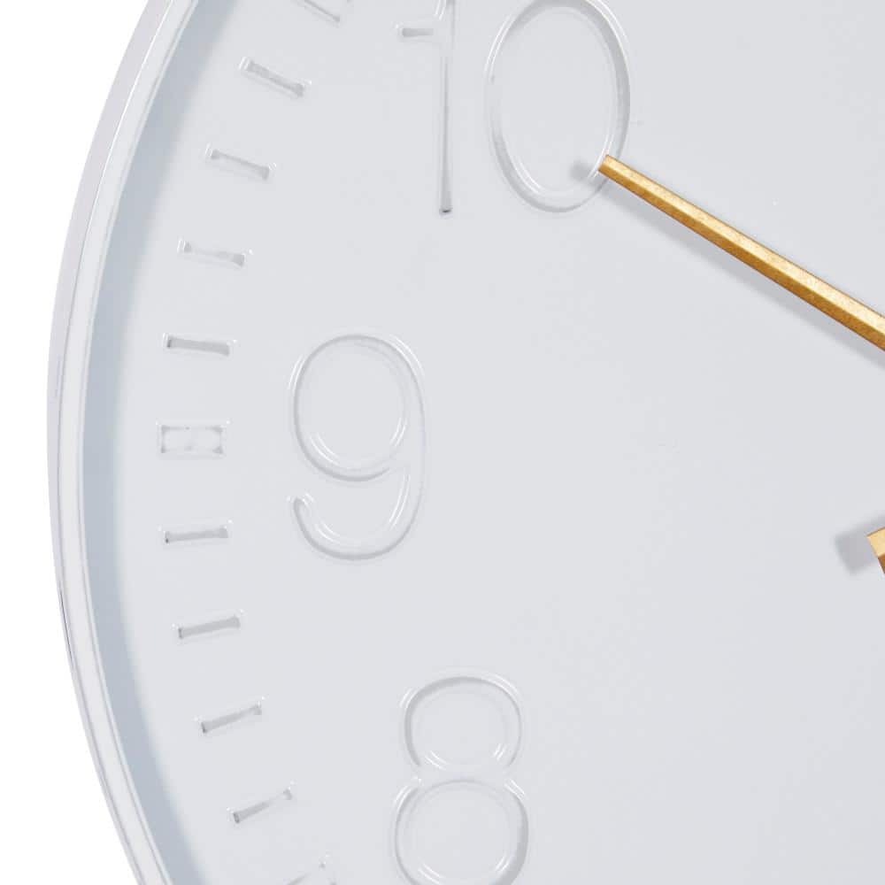 24" White and Gold Metal Round Wall Clock