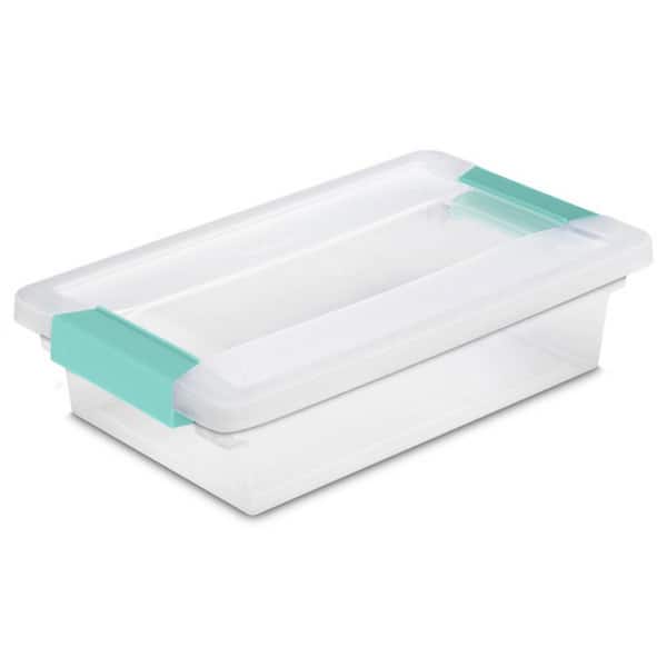 Sterilite 1.6 gal. Plastic Small Clip Box Storage Tote Container in Clear with Latching Lid, 30 Pack
