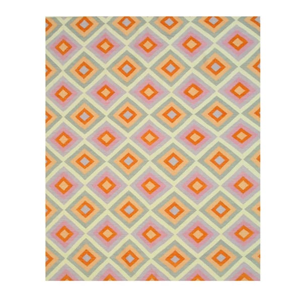 EORC Multicolored 9 ft. x 12 ft. Handmade Wool Contemporary Reversible Flatweave Hollie Area Rug