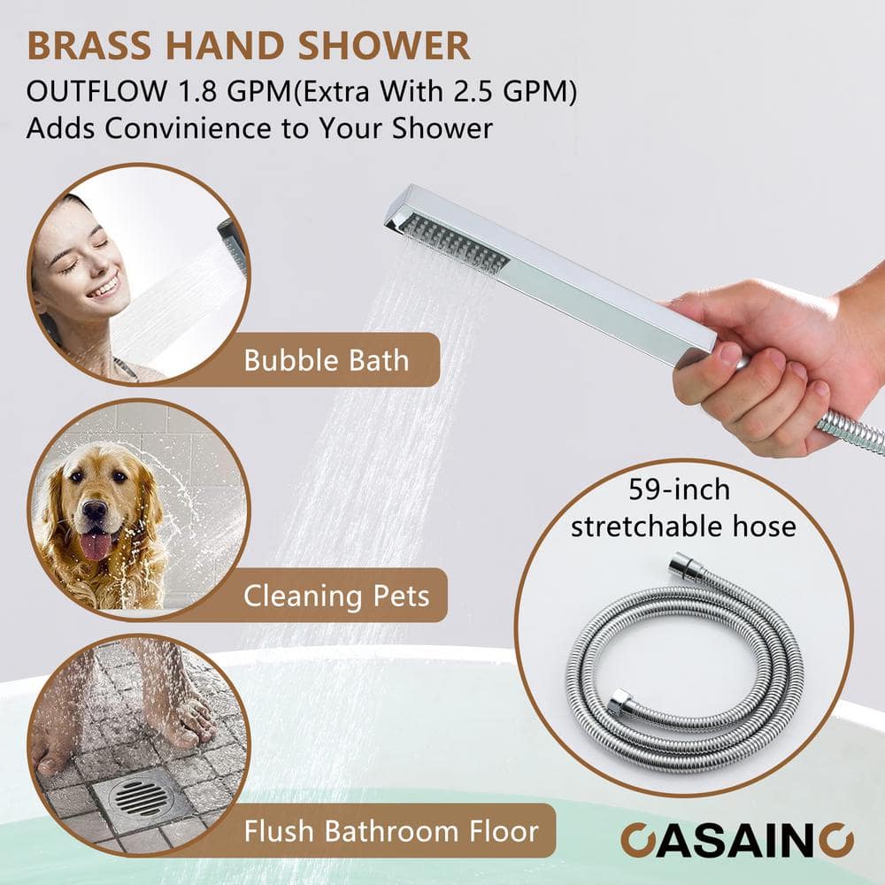 Chrome Plated Freestanding Bathtub Faucet with Hand Shower