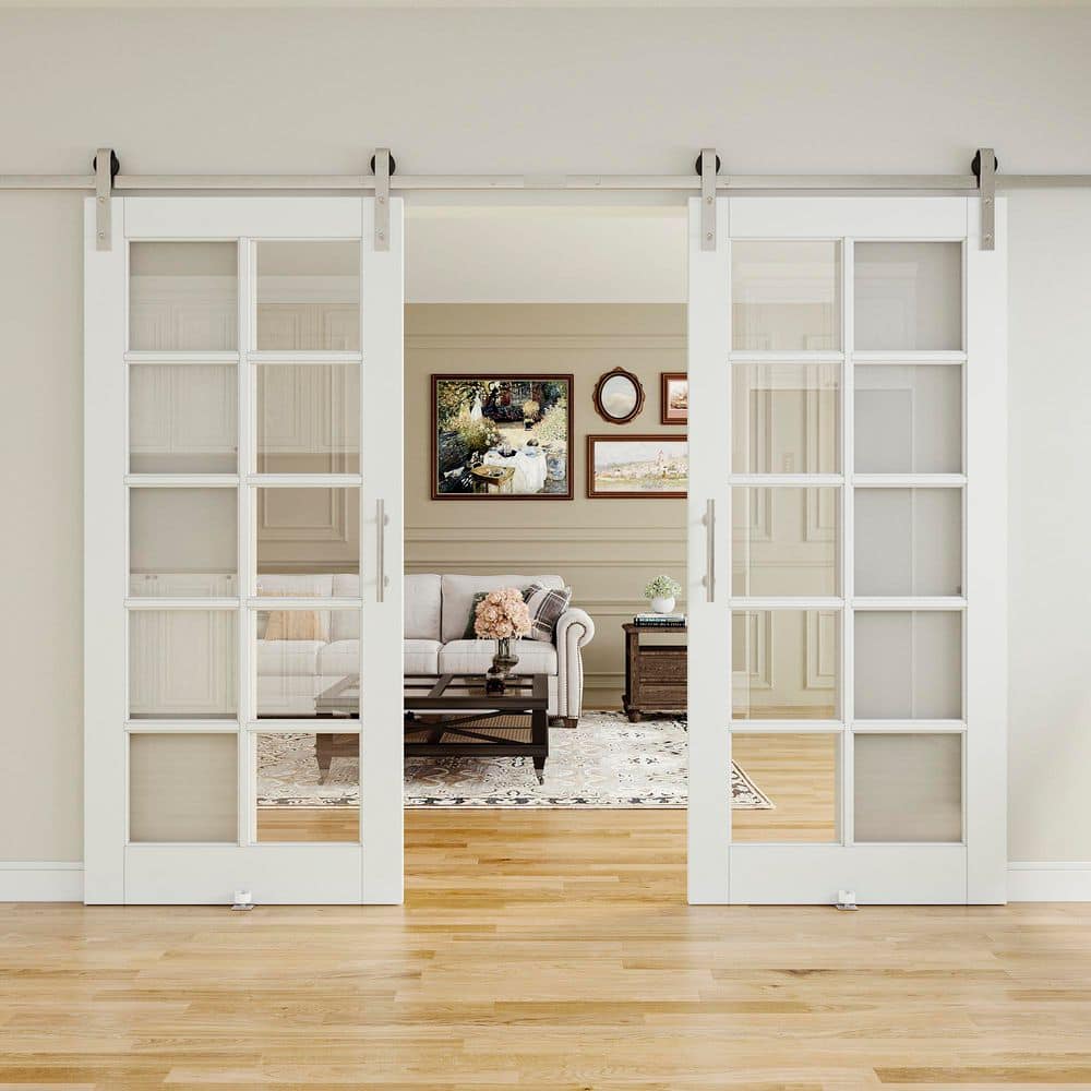 ARK DESIGN 72 in. x 80 in. 10-Lite Clear Glass White Primed Glass