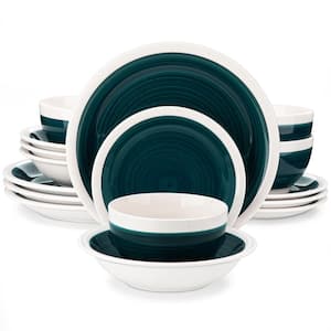 ORI 16 Piece Modern Green Stoneware Dinnerware Set Tableware (Service for 4)