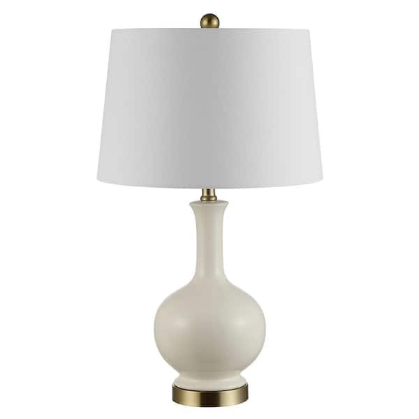 SAFAVIEH Bowie 26 in. Cream Table Lamp with White Shade