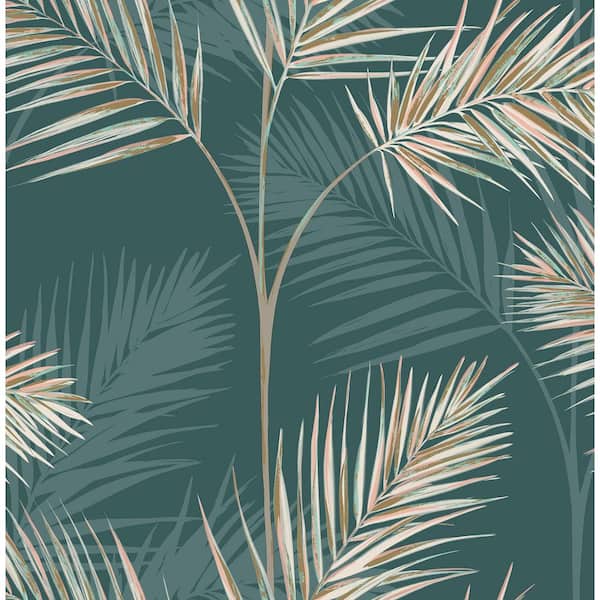 Fine Decor South Beach Evergreen Fronds 20.5 in. x 33 ft. Unpasted Peelable Paper Wallaper