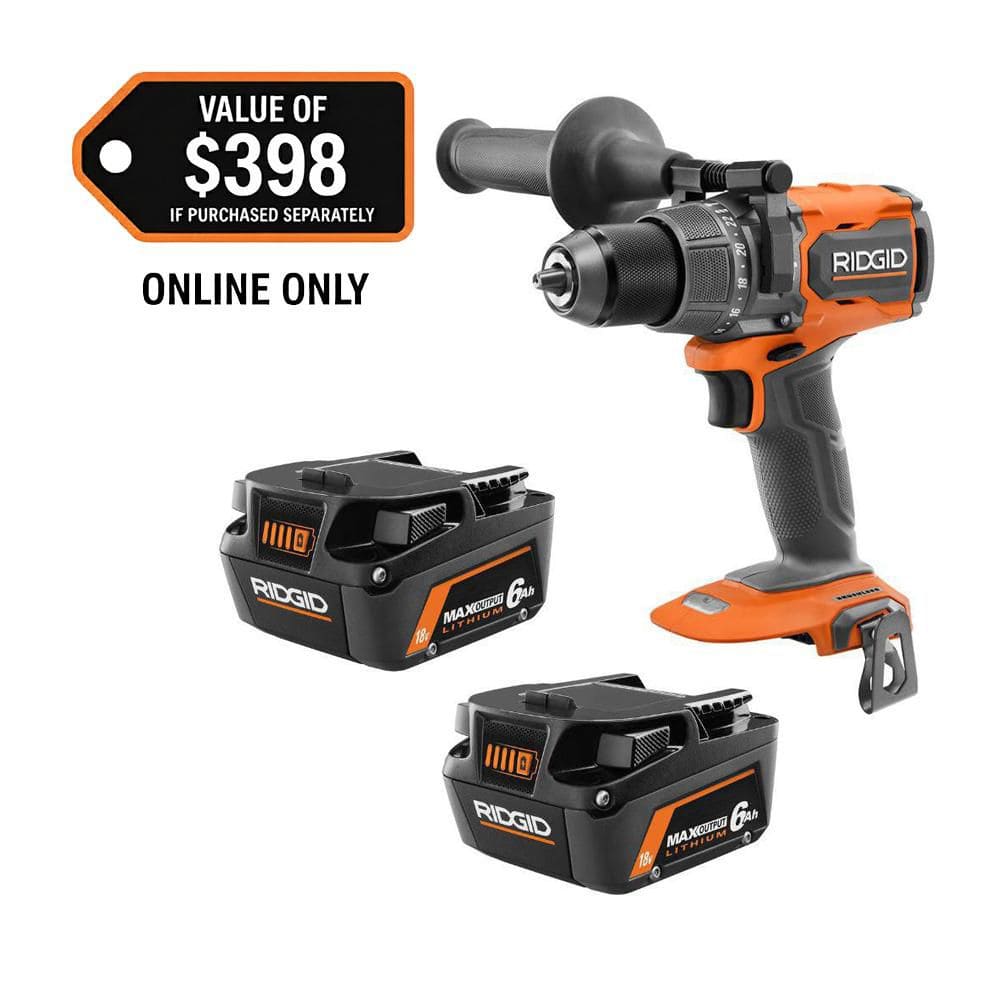 18V 6.0 Ah MAX Output Lithium-Ion Batteries (2-Pack) with 18V Brushless Cordless High Torque Hammer Drill price history on PriceWatchPro