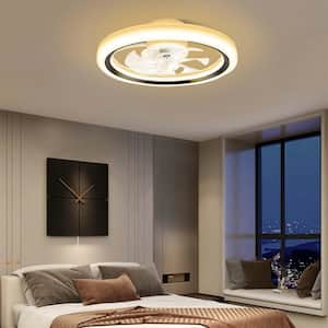 20 in. Dimmable LED Indoor White Low Profile Flush Mount Ceiling Fan with Remote Control
