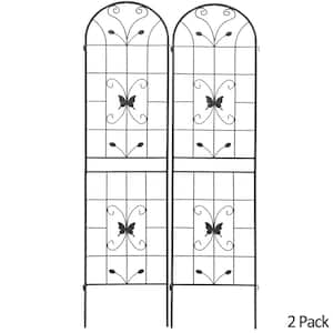 2-Pack 86.7 in. x 19.7 in. Metal Garden Trellis Outdoor Rustproof Flower Support for Climbing Plants, Black