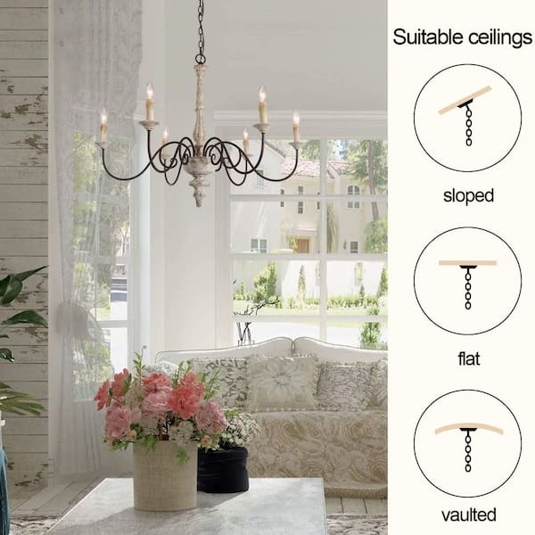 6 Flat White PolyBeesWax Chandelier Candle Covers With Drips – Resin, CC911T