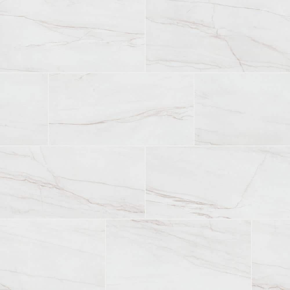 Blanca White 12 in. x 24 in. Matte Porcelain Marble Look Floor Tile (12.0 sq. ft. /Case) price history on PriceWatchPro
