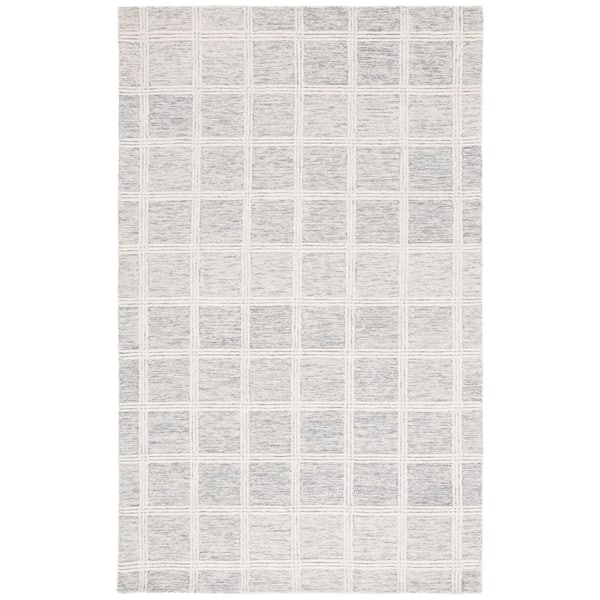 Pine 4 ft. x 6 ft. Gray/Ivory Solid Geometric Area Rug