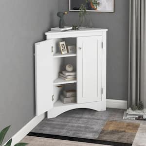 17.2 in. W x 31.5 in. H x 17.2 in. D White Triangle Bathroom Storage Wall Bath Cabinet with Adjustable Shelves