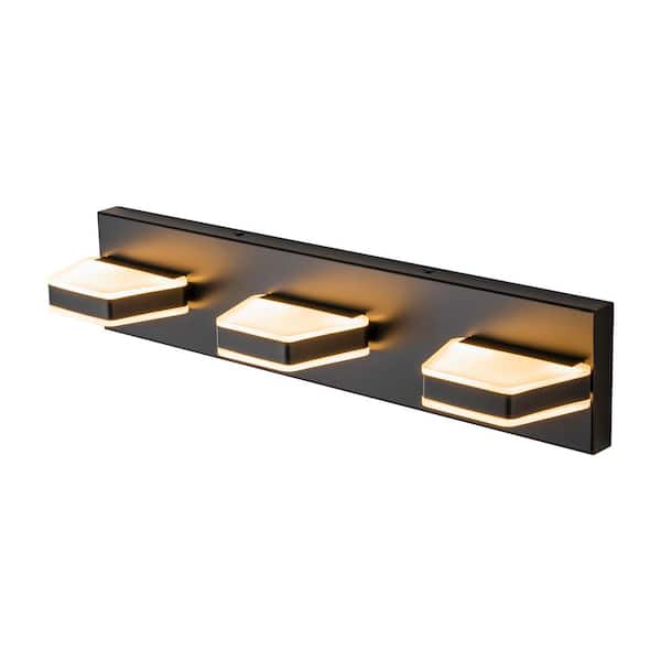 Celine Black 20.47 in. W 3-Light Modern Trapezoidal Dimmable LED Vanity Light